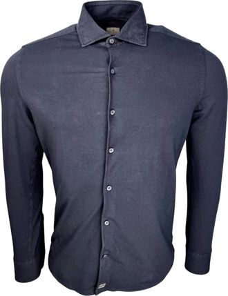 Sonrisa Elegant Zwart Jersey Shirt - Heren - Casual Overhemden - Blauw - S - Katoen - Overhemden