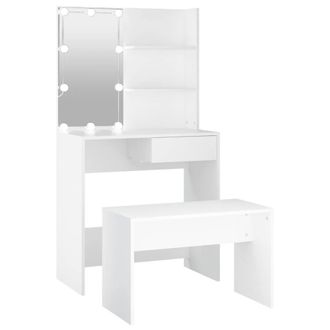 Berkfield Home Dressing Table Set with LED White Engineered Wood