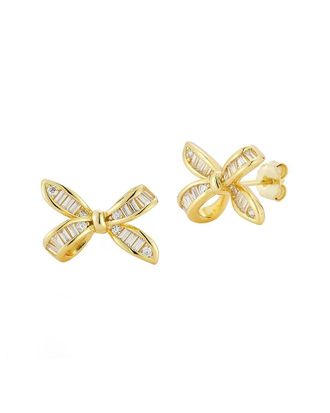 Glaze Jewelry 14K Over Silver Cz Bow Earrings