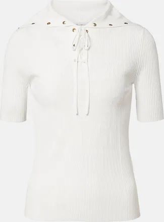 Max Mara Ribbed-knit lace-up top