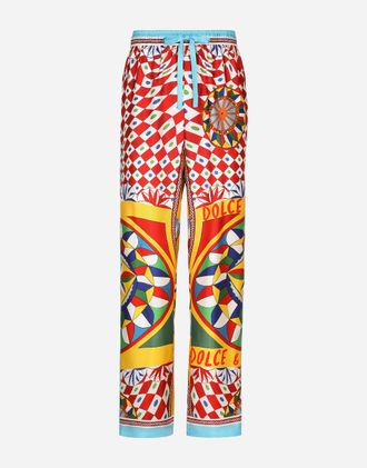 Dolce & Gabbana Carretto-print Silk Twill Jogging Pants - Man Pants And Shorts Carretto Print Silk 50