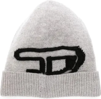 Diesel K-Peel logo-intarsia beanie - unisex - Wool - OS - Grey