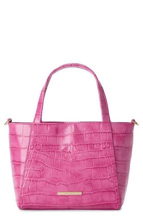 Brahmin Small Mona Croc Embossed Leather Top Handle Bag in Pink at Nordstrom