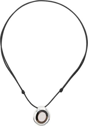 Rosa Maria Sterling zilveren halsketting met onregelmatige hanger en rookkwarts