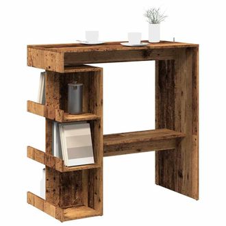 Berkfield Home Bar Table with Storage Rack Old Wood 100x48x101.5 cm in Brown