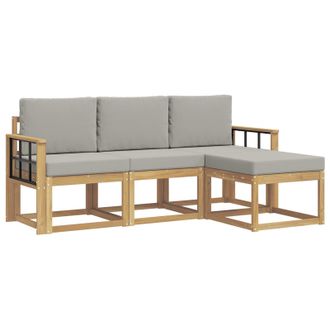 vidaXL Conjunto De Sof&aacute;s De Exterior 4 Pcs Blanco Y Gris Claro Vidaxl