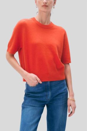 White + Warren Cashmere Relaxed T-Shirt In Poppy