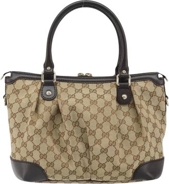 Gucci Pre-owned Handbags, female, Beige, Size: ONE SIZE Pre-owned Vintage GG Monogram Canvas Tote Bag