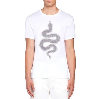 Roberto Cavalli Bead Embroidered Snake T-shirt, Size Medium
