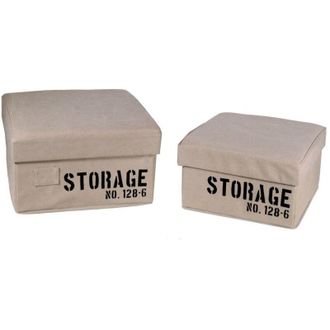 Vacchetti Caja Tela 1-2 Almacenamiento Cuadrada Plegable Crema Cm36x36h20