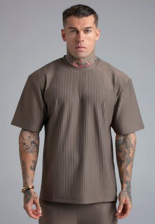 Siksilk Mens Brown Plisse T-Shirt XXL
