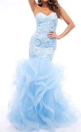 Jasz Couture Elegant Mermaid Dress With Lace And Tulle In Sky Blue