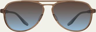 Barton Perreira Mens Double-Bridge Acetate Aviator Sunglasses