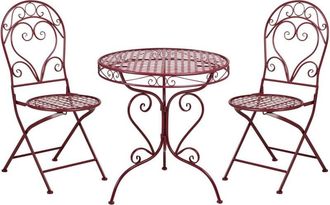 Beliani Bistro Set ALBINIA Metal Burgundy