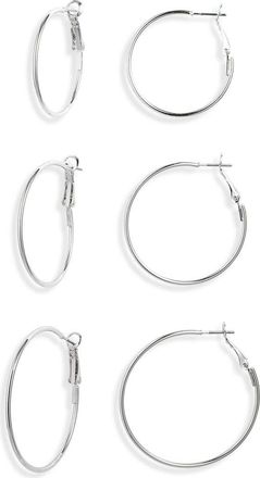 BP. Dipped Set of 3 Thin Hoop Earrings in Sterling Silver at Nordstrom