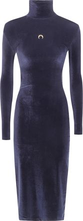 Marine Serre Long Dress Moon Logo Velvet Fleece
