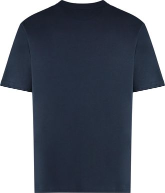 A.P.C. Mens Crew-Neck T-Shirt Dark Navy-Ecru Cotton T-Shirts Navy/ecru And Polos