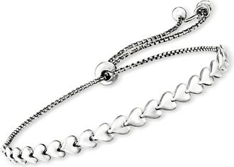 Ross-Simons Italian Sterling Silver Heart-Link Bolo Bracelet