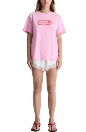Romy Love You To The Moon Back Tee in Pink Print at Nordstrom, Size X-Large