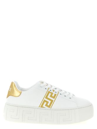 Versace Gold Nylon Platform Womens Sneakers