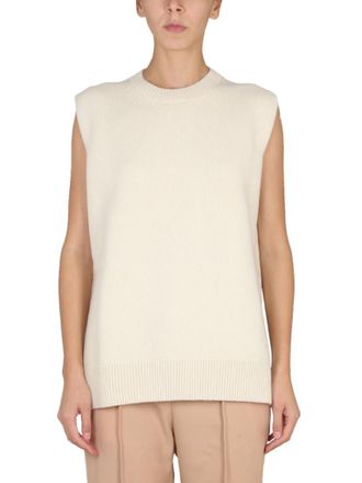 Jil Sander White Knitted Crew Neck Sweater