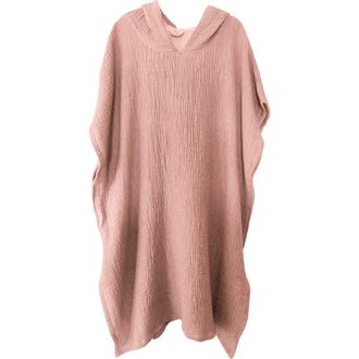 Anaya with Love Crinkled Cotton Cuddle Hooded Poncho in Terracotta at Nordstrom