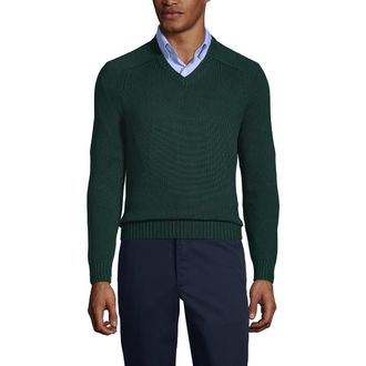 Lands End School Uniform Young Cotton Modal V-neck Sweater in Evergreen at Nordstrom, Size X-Large