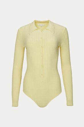 Ronny Kobo Cyndie Knit Bodysuit In Pale Yellow