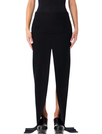 Rick Owens Fitted Black Stretch Wool Skirt