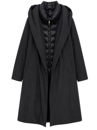 Herno Black Layered Long Coat