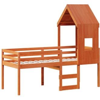 vidaXL High Sleeper Bed without Mattress Wax Brown 90x200 cm Solid Wood Pine Vidaxl