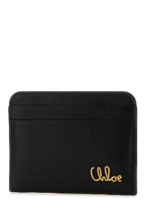 Chlo&eacute; Womens Black Leather Card Holder Portadocumenti