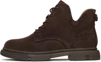 Cesare Gaspari Platte zool enkellaarsjes - Dames - Veterlaarzen - Bruin - 41 EU - Su&egrave;de - Schoenen