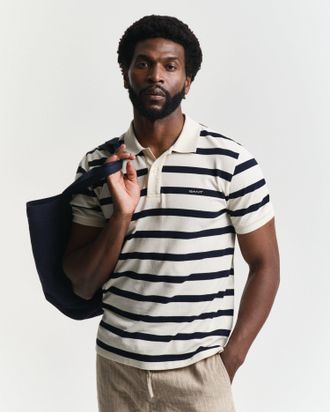 GANT Men Striped Polo Shirt (XXXL) CREAM