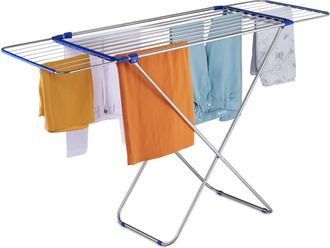 Relaxdays Relaxdays - Tendedero Extensible, Plegable, Acero Inoxidable, 13,6 M Longitud Secado, Colgador Ropa 97x176x55 Cm, Plateado