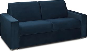 Vente-Unique Vente-unique - Divano Letto 2 Posti Ribalta Doga Larga Letto120cm Materasso14cm Velluto Memory - Blu Notte - Calito