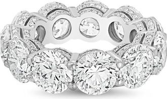 Diana M. Jewels 14kt white gold 15.00cts Lab-Grown Round Diamond Eternity Band with Micro Pav&eacute;
