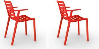Resol Slatkat Set 2 Silla Con Brazos Interior, Exterior Rojo