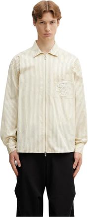 Filling Pieces Zip Shirt - Heren - Casual Overhemden - Geel - XL - Katoen - Overhemden