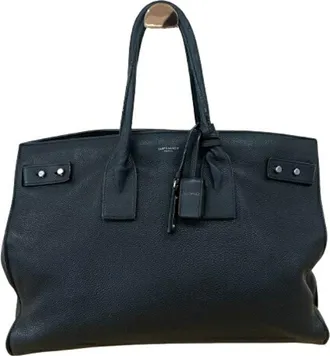 Saint Laurent Black Leather Handbag Tote Bag (Pre-Owned)