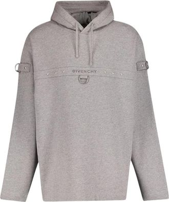 Givenchy Luxe Grijze Hoodie met Unieke Hardware - Heren - Hoodies - Grijs - S - Katoen - Hoodies & sweatvesten