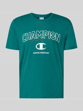 Champion T-Shirt mit Label-Print und Rundhalsausschnitt in Dunkelgruen, Gr&ouml;&szlig;e XXL