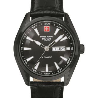 Swiss Alpine Military Automatisch Horloge 7090.2577 - Heren - Accessoires - Zwart - Maat: ONE Size Leer