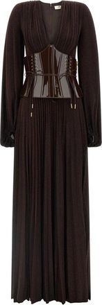 Elisabetta Franchi Red Carpet Jurk - Dames - Maxi kleedjes - Bruin - M - Kleedjes