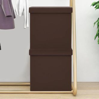 vidaXL Taburetes De Almacenaje Plegables 2 Uds Marr&oacute;n Pvc Vidaxl
