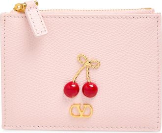 Valentino Garavani Cherryfic Leather Card Case in Rose Quartz at Nordstrom