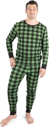 Leveret Mens Cotton Plaid Matching Family Holiday Pajamas in Plaid Black & Green at Nordstrom, Size Xx-Large