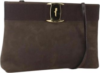Ferragamo Pre-owned Cross Body Bags, female, Brown, Size: ONE SIZE Pre-owned Suede Shoulder Bag