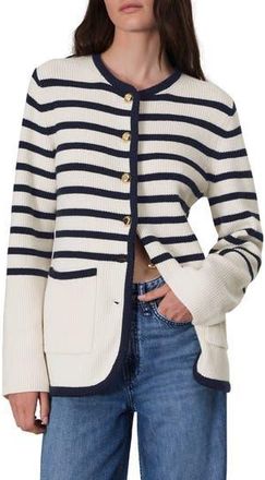Rag & Bone Nancy Stripe Wool Blend Cardigan in Ivory at Nordstrom Rack, Size Xx-Small