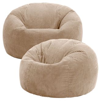 Icon Brand Kingston Classic Beanbag, Corduroy 2 Pack in Natural